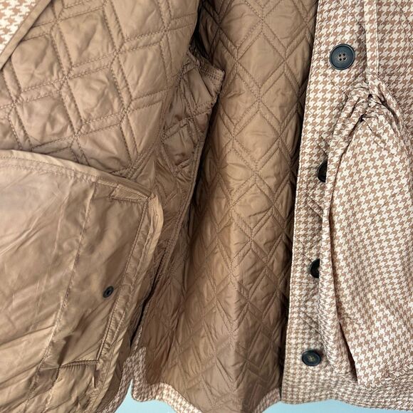 Nwt Lands' End Insulated Packable Quilted Jacket Women Lg Petite Tan Houndstooth - Picture 9 of 9